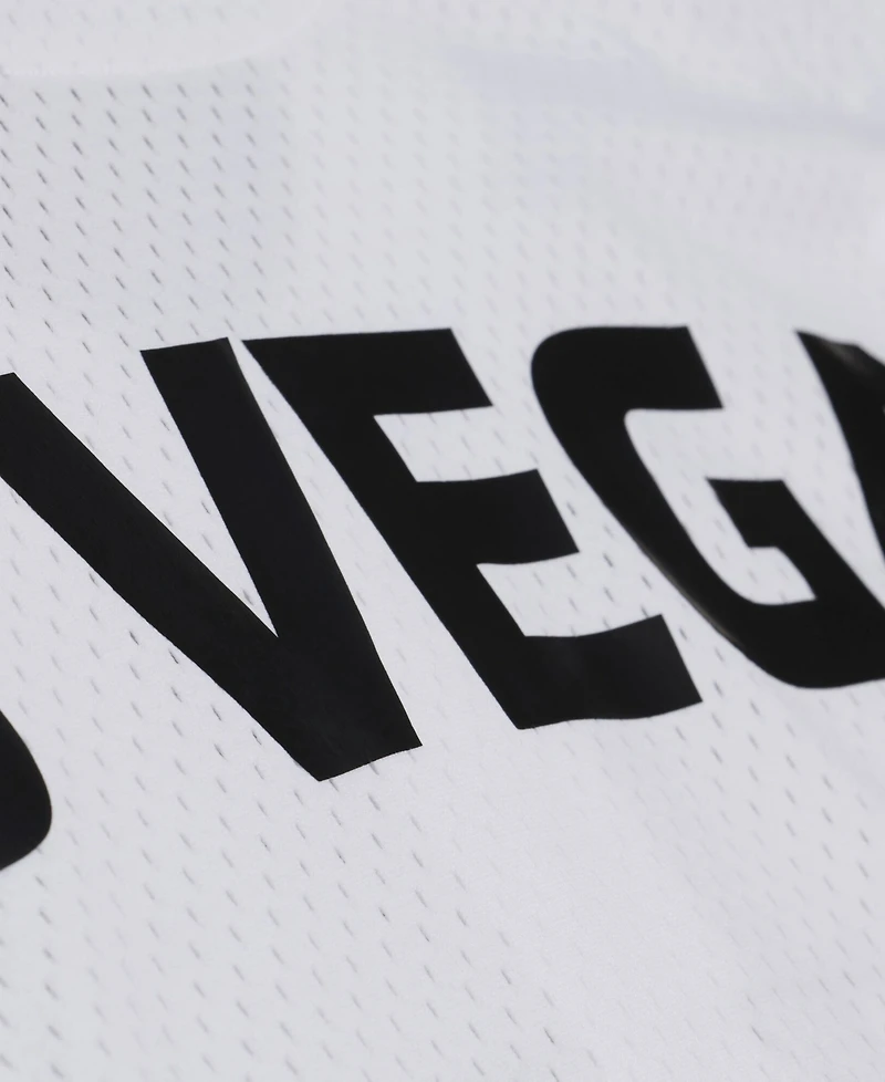 Mitchell & Ness Men's White Las Vegas Raiders Monochrome Mesh Full-Button Baseball Jersey