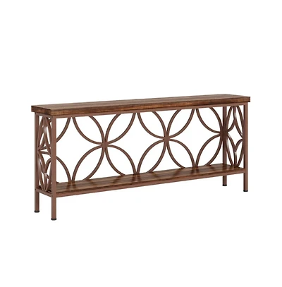 Slickblue 2-Tier Console Sofa Table with Industrial Design for Entryway and Living Room