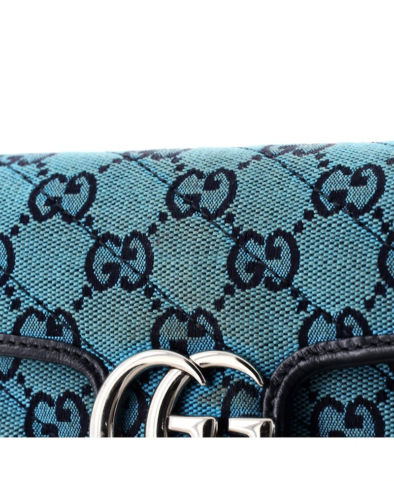 Pre-Owned Gucci Super Mini Gg Marmont Flap Bag Diagonal Quilted Gg Canvas