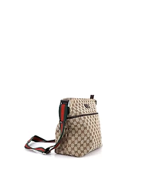 Pre-Owned Gucci Medium Front Pocket Web Messenger Gg Canvas