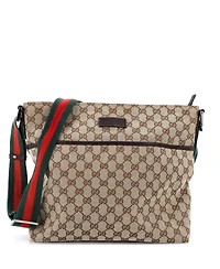 Pre-Owned Gucci Medium Front Pocket Web Messenger Gg Canvas