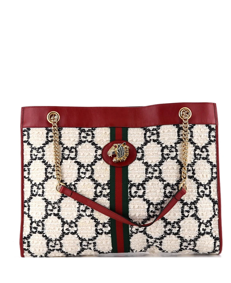 Pre-Owned Gucci Large Rajah Chain Tote Gg Tweed