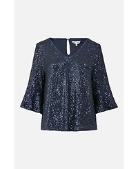 Yumi Women's Sequin Relaxed Fit Top