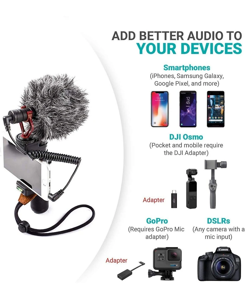 Movo VXR10 Universal Video Microphone with Lightning Adapter
