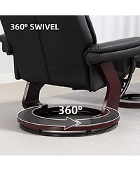Homcom Pu Leather Recliner with Ottoman, Swivel Reclining Chair