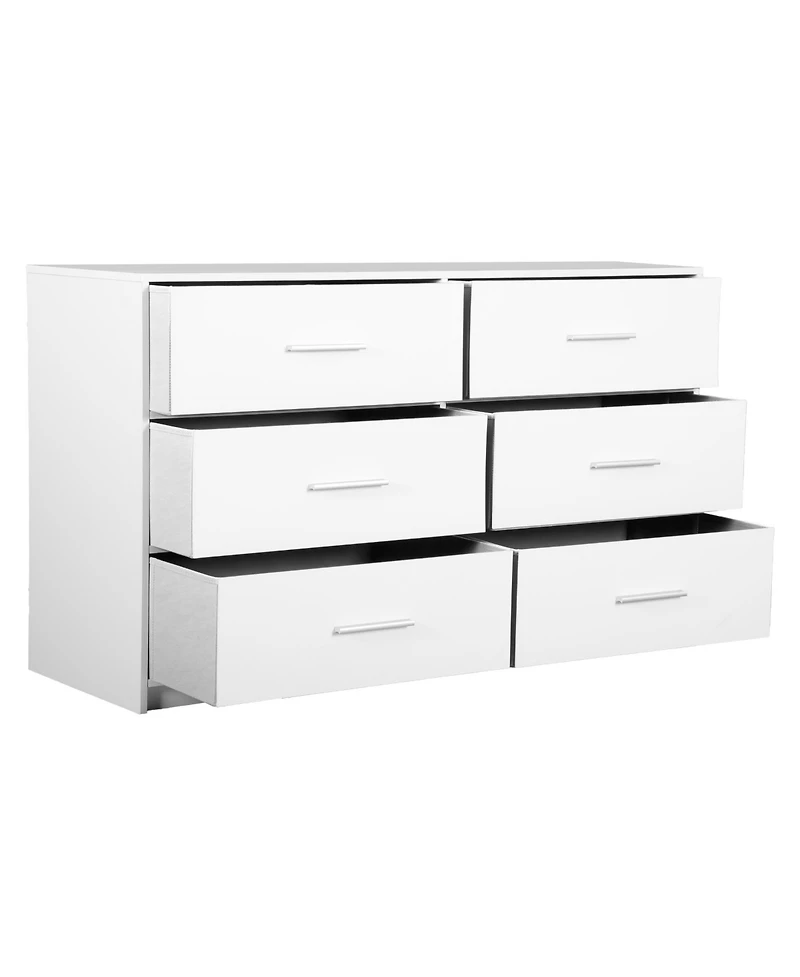 Rainsken Modern 6-Drawer Dresser with Large Fabric Drawers and Sturdy Wood Frame