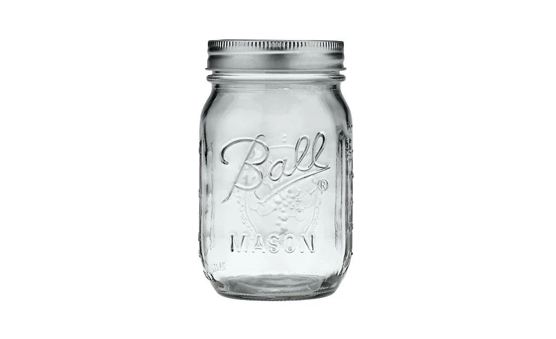 Ball Glass Mason Jars, Regular Mouth, Pint Size (16 oz), Pack of 4