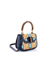 Pre-Owned Gucci Medium Bamboo 1947 Top Handle Bag Kaleidoscope Print Gg Coated Canvas