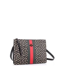 Pre-Owned Gucci Bee Web Zip Messenger Bag Caleido Gg Coated Canvas