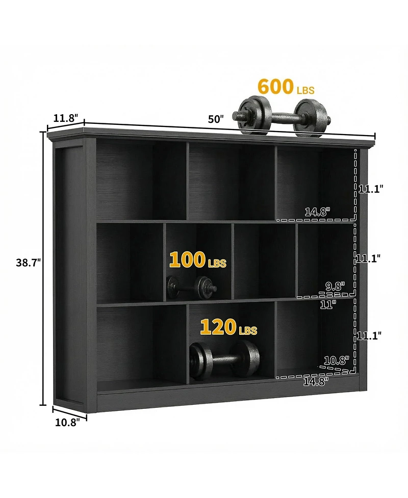 Aheaplus 10 Cubes Storage Bookshelf, Floor Standing Bookcase