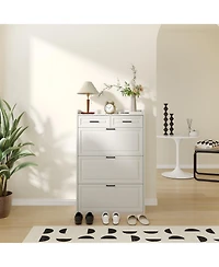 homfan Shoe Cabinet with 3 Flip Drawers and 2 Drawers, Shoe Cabinet Storage for Entryway, Narrow Shoe Organizer for Entryway
