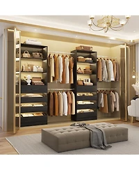 Aheaplus Closet System with 8 Wooden Drawers and 4 Hanging Rods, Organizer