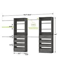 Aheaplus Closet System with 8 Wooden Drawers and 4 Hanging Rods, Organizer