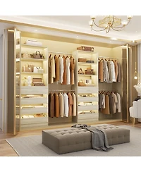Aheaplus Closet System with 8 Wooden Drawers and 4 Hanging Rods, Organizer