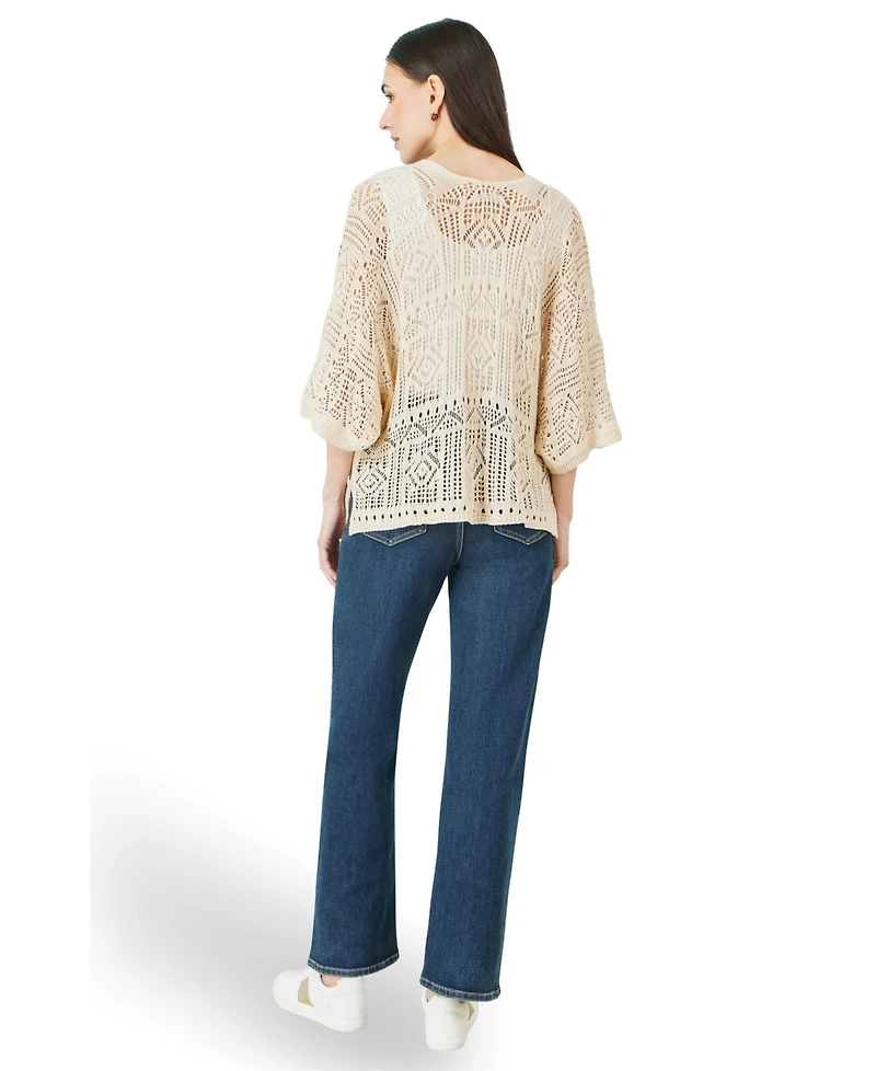 Yumi Women's Crochet Edge To Cardigan