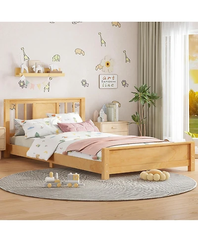 Streamdale Furniture Twin Size Solid Wood Platform Bed Frame with Headboard