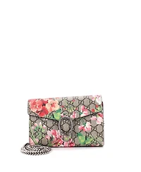 Pre-Owned Gucci Small Dionysus Chain Wallet Blooms Print Gg Coated Canvas
