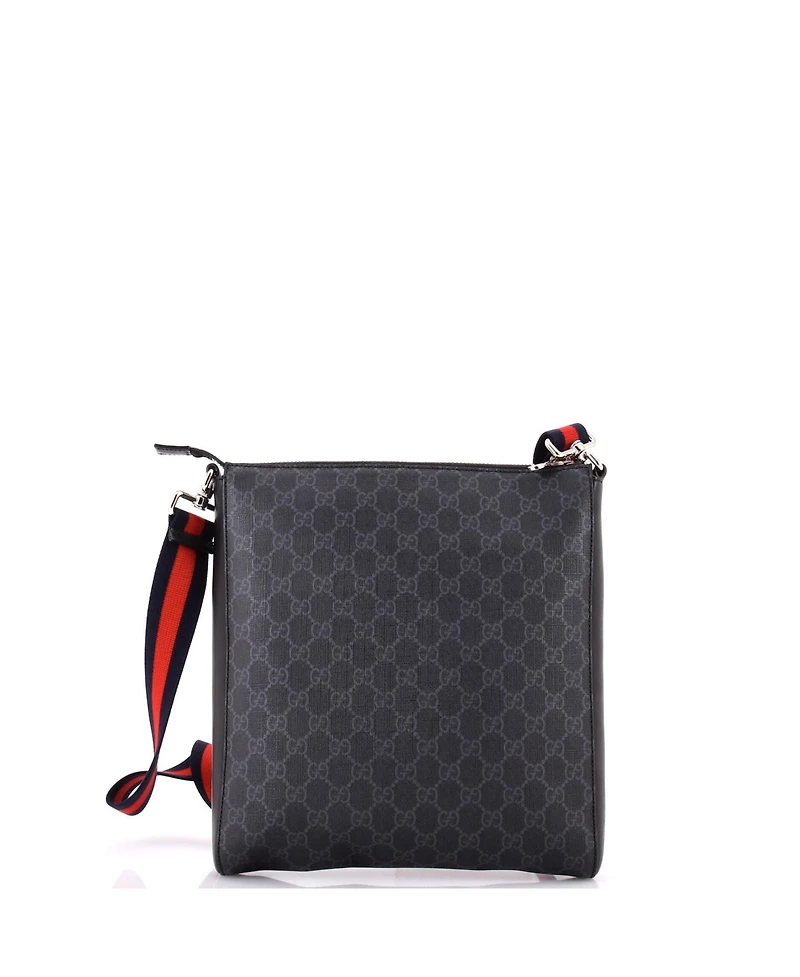 Pre-Owned Gucci Medium Night Courrier Zip Messenger Gg Coated Canvas with Applique