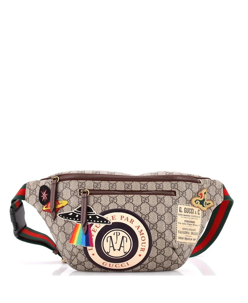 Pre-Owned Gucci Courrier Zip Belt Bag Gg Coated Canvas with Applique