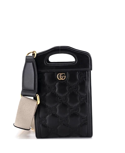 Pre-Owned Gucci Mini Top Handle Crossbody Bag Gg Matelasse Leather