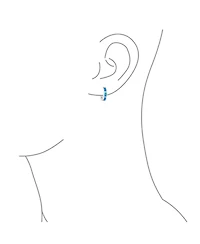 Bling Jewelry Created Opal Inlay Iridescent Huggie Small Hoop Earrings .925 Sterling Silver