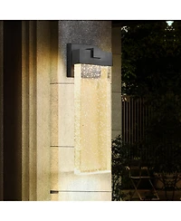 Busdays 1 Pack 18 Inch Black Outdoor Led Wall Light 12W Weatherproof Sconce with Bubble Crystal Up Down Lighting for Porch Patio Garden
