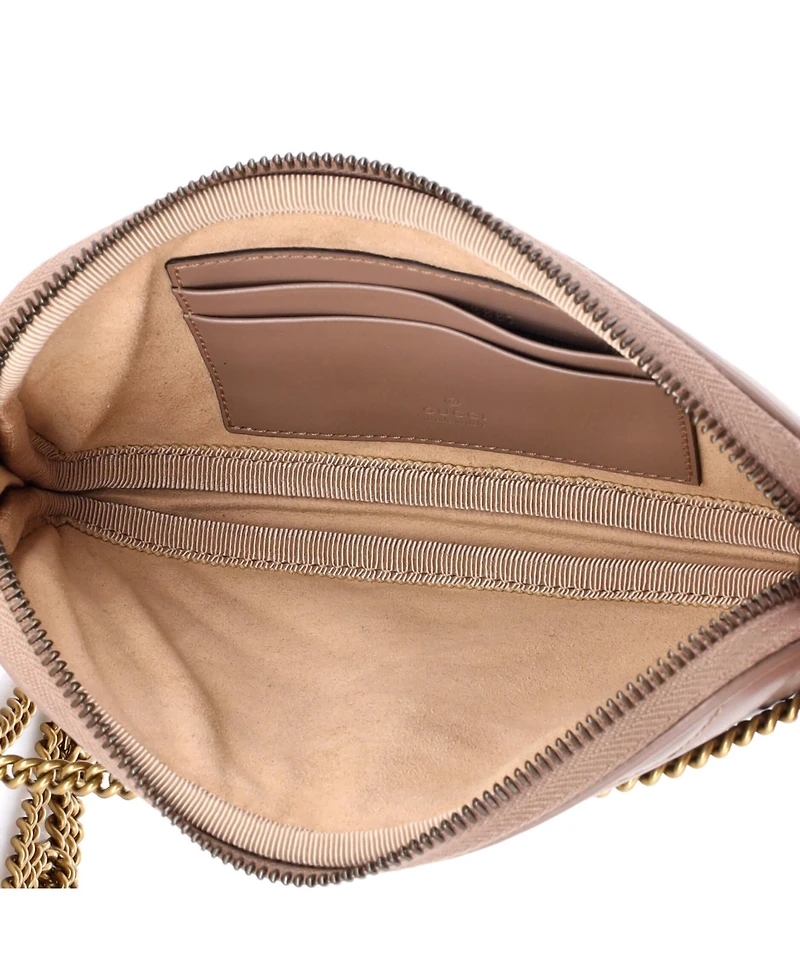 Pre-Owned Gucci Mini Gg Marmont Chain Crossbody Bag Matelasse Leather