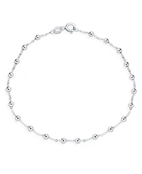 Bling Jewelry Delicate Sturdy Petite 3MM Round Ball Bead Station Chain Anklet Hot Wife Ankle Bracelet .925 Sterling Silver Made In Italy