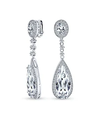 Bling Jewelry Amethyst Purple Cz Teardrop Chandelier Screw Clip On Earrings Silver Plated
