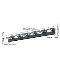 Busdays 39 Inch Modern Led Vanity Light 6 Lights Square Acrylic Lampshades Wall Mount Bathroom Mirror Lighting Fixture