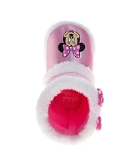 Disney Toddler Minnie Mouse Booties Warm, Fluffy, and Fun House Slippers