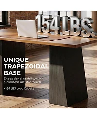 Homcom 63 Inch Computer Desk with Trapezoidal Frame