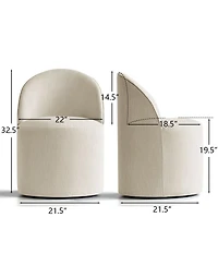 Maison Boucle Linen Upholstered Rolling Dining Chair with Casters Swivel 1 Piece