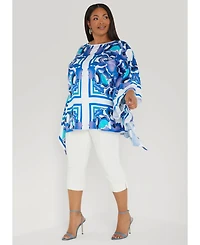 Ashley Stewart Women's Floral Satin Tunic