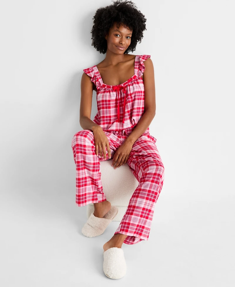 State of Day Women's Flannel Tank and Pant Pajama Set, Macy's Exclusive