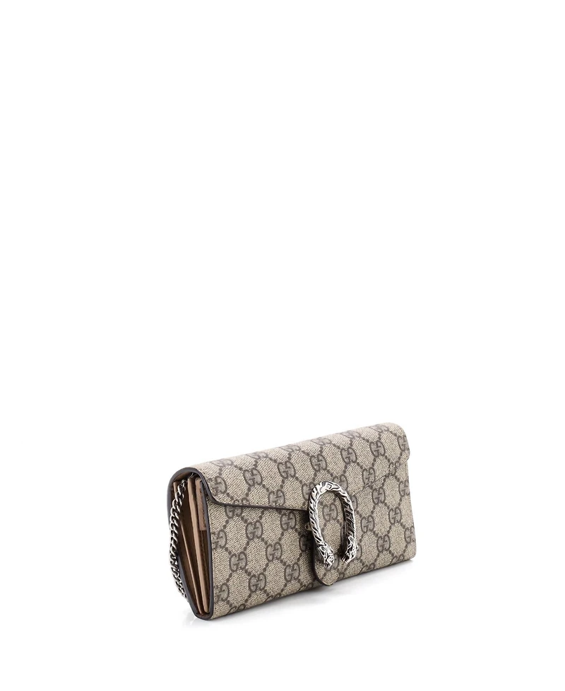 Pre-Owned Gucci Long Dionysus Chain Wallet Gg Coated Canvas