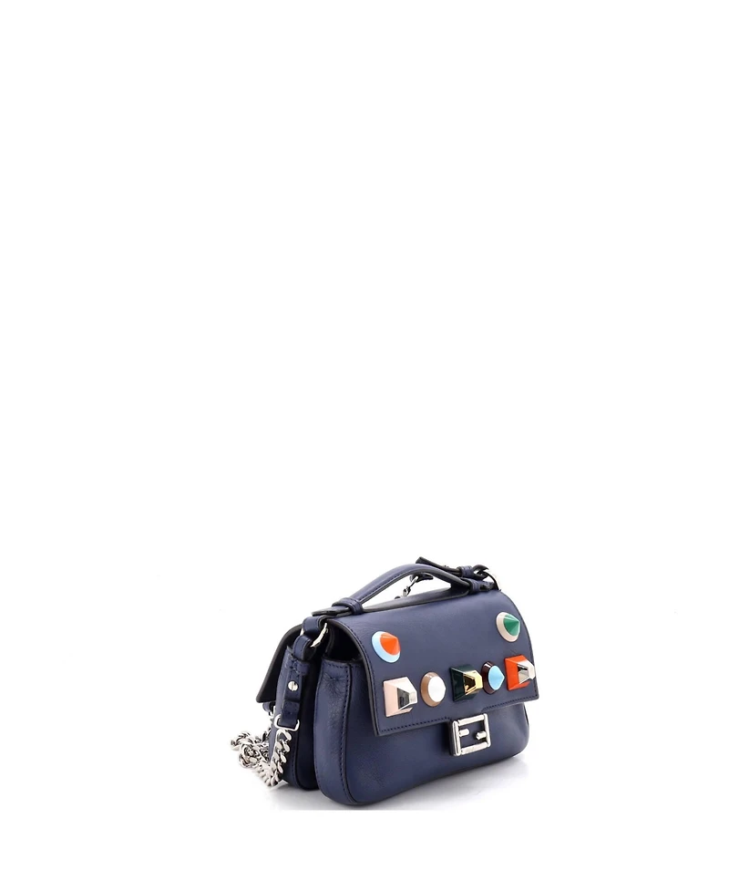 Pre-Owned Fendi Micro Double Baguette Studded Leather