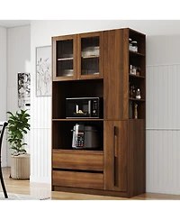 Streamdale Furniture 70.87 Inch Tall Kitchen Pantry Cabinet with Storage Shelves, Drawers and Glass Door