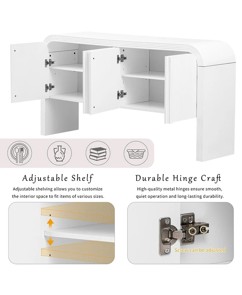 Streamdale Furniture Wave Console Table 4 Doors and Shelf