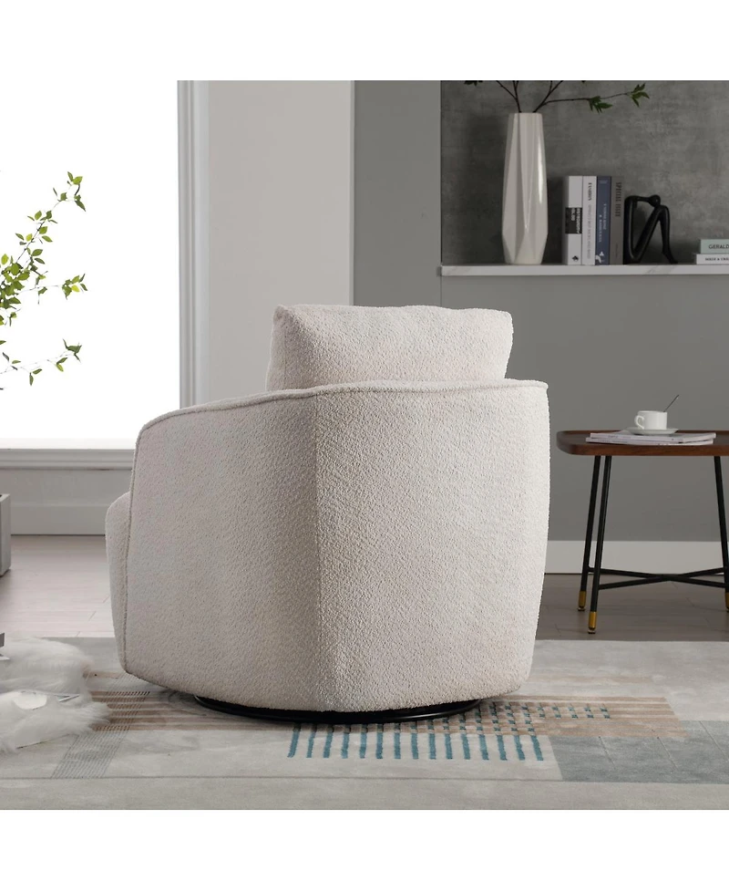 Streamdale Furniture Boucle Upholstered 360degree(s) Swivel Barrel Accent Chair