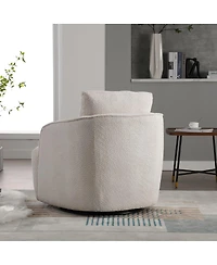 Streamdale Furniture Boucle Upholstered 360degree(s) Swivel Barrel Accent Chair