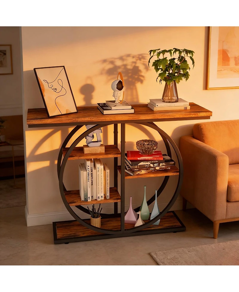 Streamdale Furniture 41.3 Inch Industrial Console Table with Storage Shelves