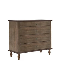 Streamdale Furniture Antique 4-Drawer Chest with Solid Wood Foot and Metal Knobs