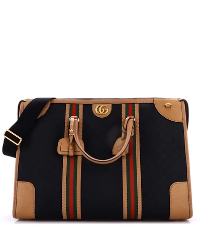 Pre-Owned Gucci Xl Bauletto Duffle Bag Gg Canvas with Leather