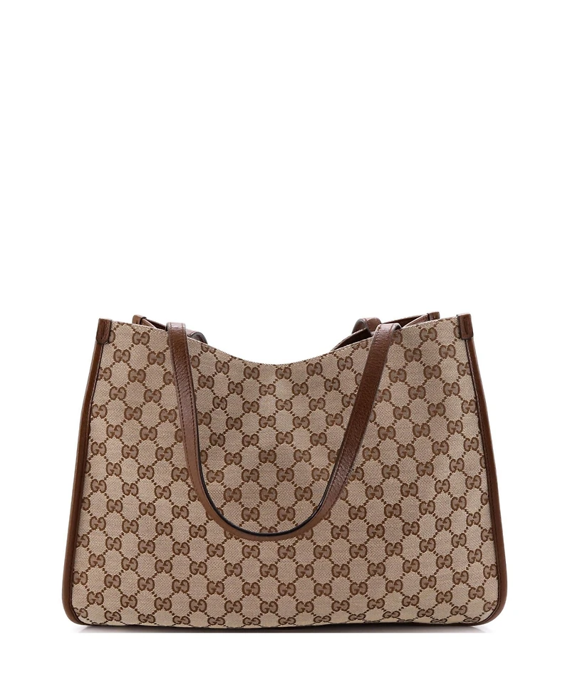 Pre-Owned Gucci Medium Horsebit 1955 Tote Gg Canvas with Leather