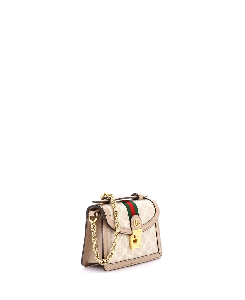 Pre-Owned Gucci Mini Ophidia Flap Top Handle Bag Gg Coated Canvas