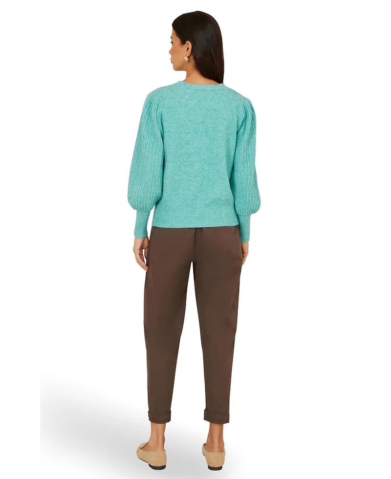 Yumi Women's Knitted Balloon Sleeve Jumper