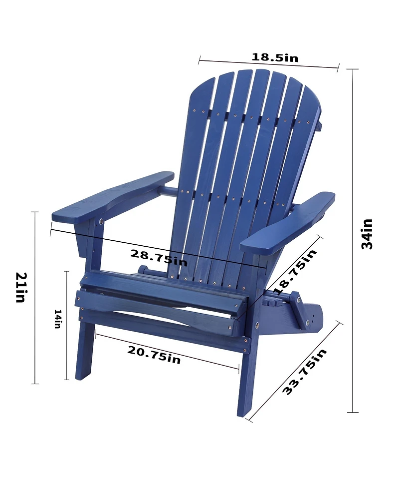 Jiallo Grand Collection Assembled Foldable Large Adirondack Chair Pine Wood