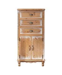 Streamdale Furniture Rustic Wooden Storage Cabinet with Cutout Door and 3 Drawers