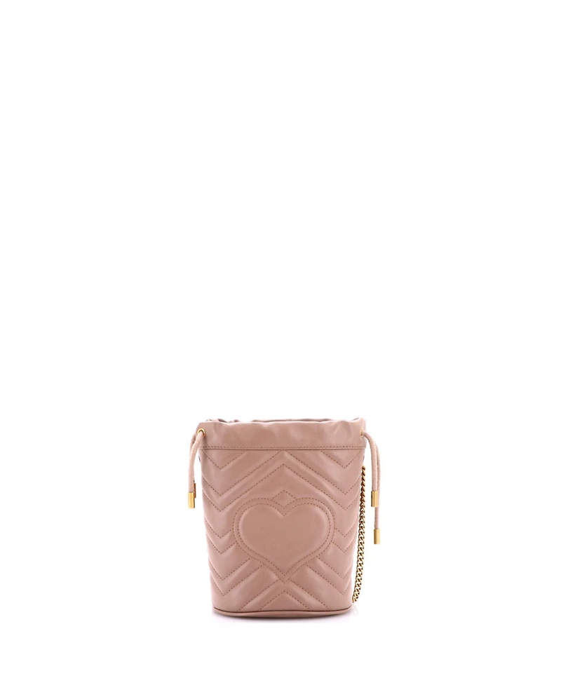 Pre-Owned Gucci Mini Gg Marmont Bucket Bag Matelasse Leather